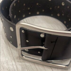 Zara Black and Silver Studded Leather Belt